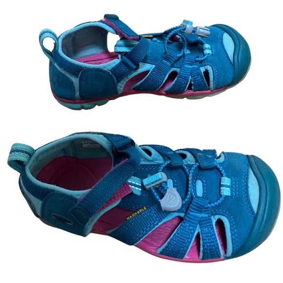 Little Kids Seacamp Size 12 Teal with Pink - Picture 3 of 5
